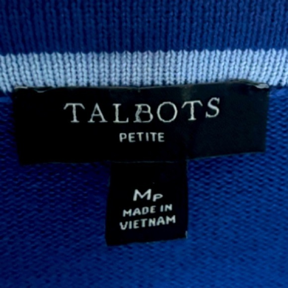 NEW Talbots Royal Blue Cardigan Sweater Size Medium V Neck Button Front - Picture 3 of 10